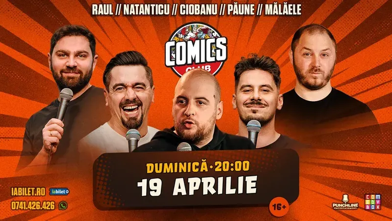 Stand-up cu Natanticu, Andrei Ciobanu, Raul Gheba, Bogdan Mălăele și Păune la ComicsClub!