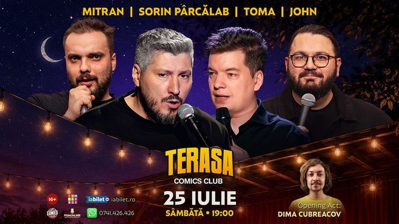 Stand-up cu Toma, Sorin Pârcălab, Mitran și John pe Terasa ComicsClub!