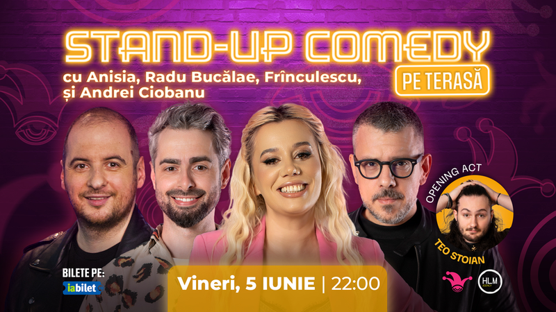 The Fool Terasa: Stand-up comedy cu Bucălae, Frînculescu, Anisia și Andrei Ciobanu