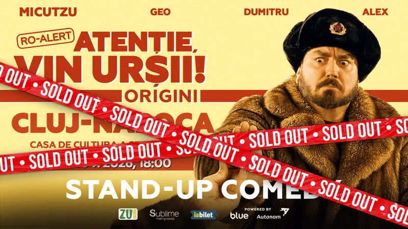 Cluj-Napoca: Stand-up Comedy cu Micutzu, Geo Adrian si George Dumitru - “Atentie, vin ursii!” - SAMBATA - ORA 18:00