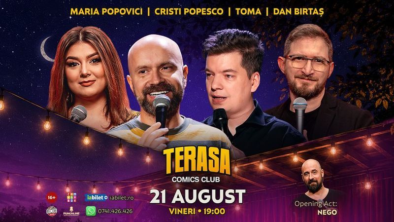 Stand-up cu Cristi Popesco, Toma, Maria Popovici și Dan Birtaș pe Terasa ComicsClub!