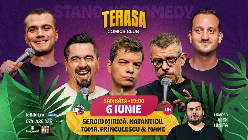 Stand-up cu Toma, Natanticu, Frînculescu, Mane Voicu și Mirică pe Terasa ComicsClub!