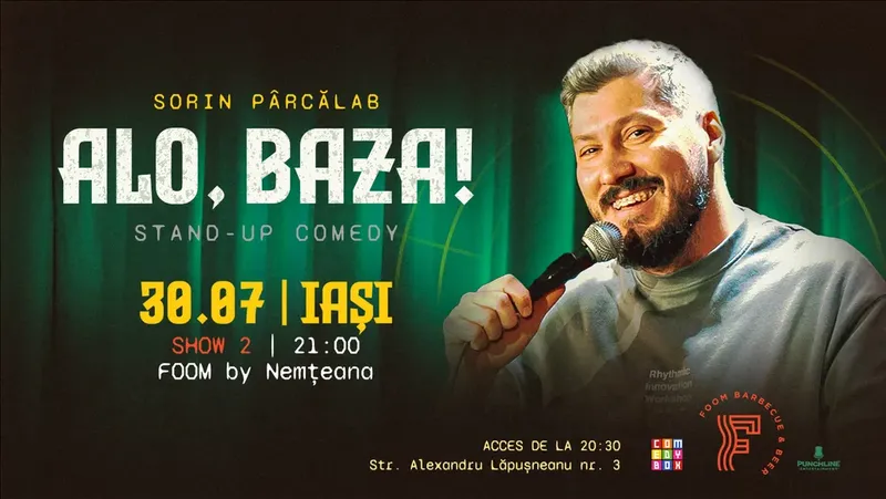 Iași: Stand-Up Comedy cu Sorin Pârcălab "Alo, baza!" LATE SHOW