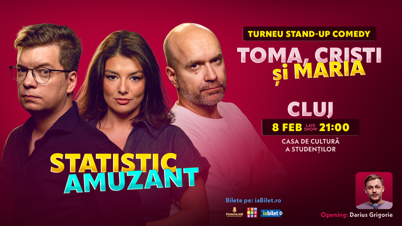 Cluj-Napoca: Stand-up comedy cu Toma, Popesco și Maria Popovici | Statistic amuzant (SHOW 1)