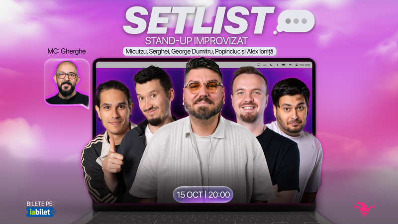 The Fool: Stand-up comedy SETLIST cu Micutzu, Serghei, George Dumitru, Mirel Popinciuc, Alex Ioniță, MC:Gherghe