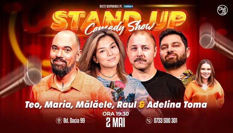 Stand-up Comedy cu Teo, Maria Popovici, Mălăele, Raul Gheba - Adelina Toma la Club 99