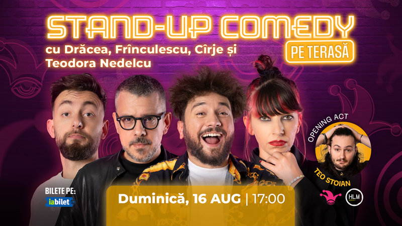 The Fool Terasa: Stand-up comedy cu Drăcea, Cîrje, Frînculescu și Teodora Nedelcu