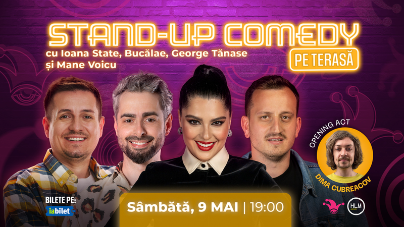 The Fool Terasa: Stand-up comedy cu Bucălae, George Tănase, Ioana State și Mane Voicu
