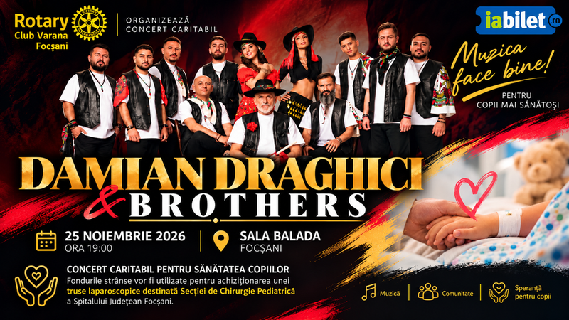 Focșani: Concert caritabil – Damian Drăghici & Brothers