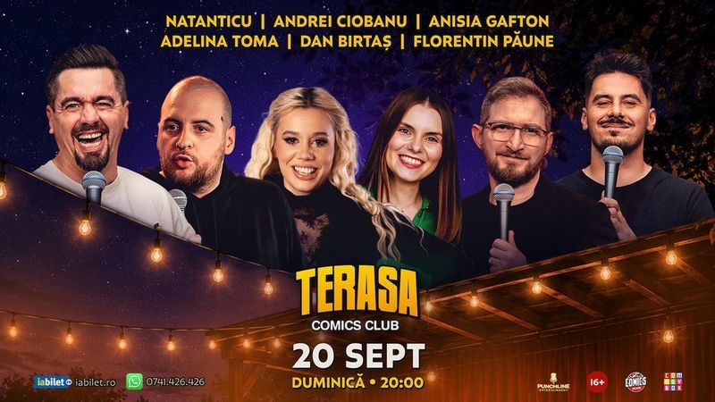 Stand-up cu Natanticu, Andrei Ciobanu, Anisia, Dan Birtaș, Florentin Păune și Adelina pe Terasa ComicsClub!
