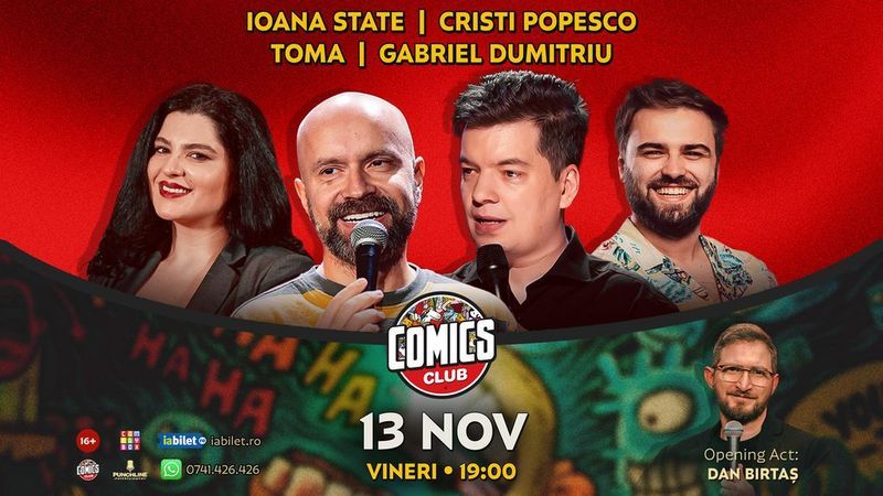 Stand-up cu Cristi Popesco, Toma, Ioana State și Gabriel Dumitriu la ComicsClub!