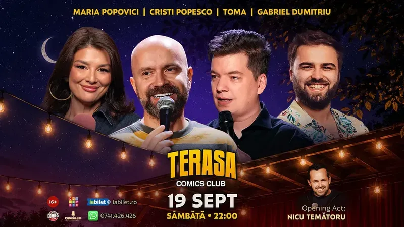 Stand-up cu Cristi Popesco, Toma, Maria Popovici și Gabriel Dumitriu pe Terasa ComicsClub!