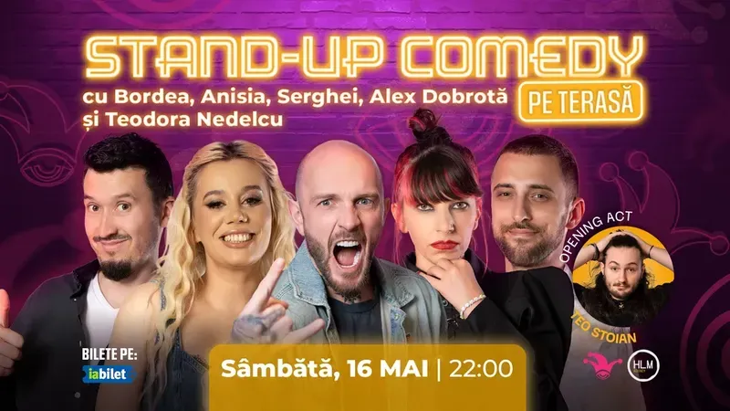 The Fool Terasa: Stand-up comedy cu  Bordea, Anisia, Serghei, Alex Dobrotă și Teodora Nedelcu
