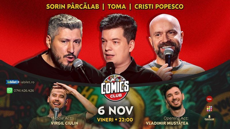 Stand-up cu Cristi Popesco, Toma, Sorin Pârcălab și Virgil la ComicsClub!