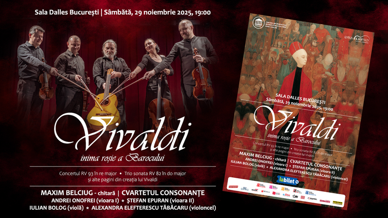 Vivaldi, inima roșie a Barocului - Concert Maxim Belciug & Cvartetul Consonanțe