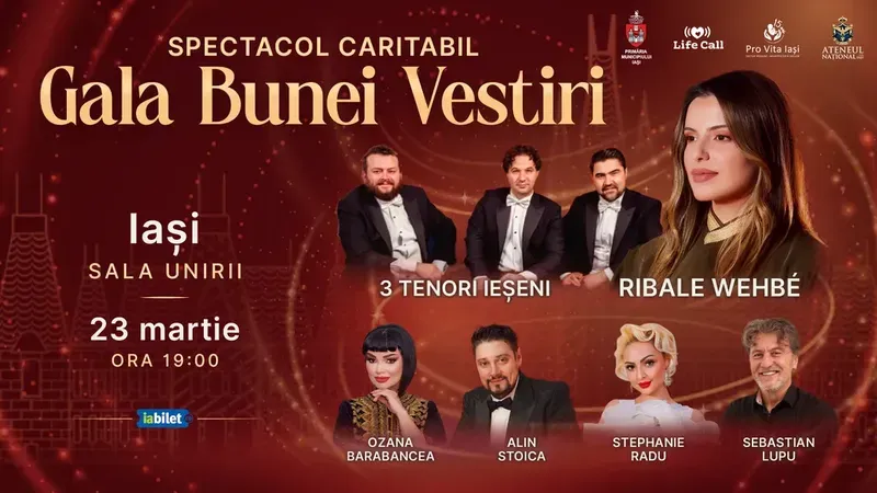 Iași: Ribale Wehbe & 3 Tenori Ieșeni la Gala Bunei Vestiri, spectacol caritabil