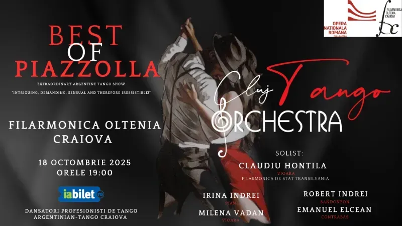 Craiova: Best of Piazzolla - Spectacol de tango argentinian-Cluj Tango Orchestra