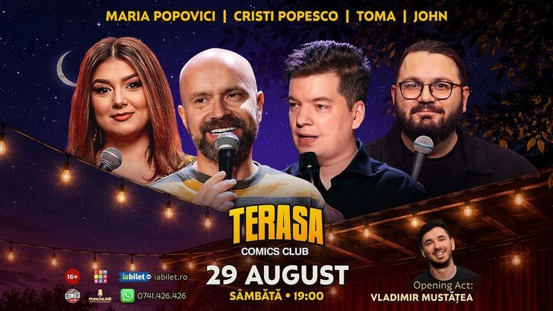 Stand-up cu Cristi Popesco, Toma, Maria Popovici și John pe Terasa ComicsClub!