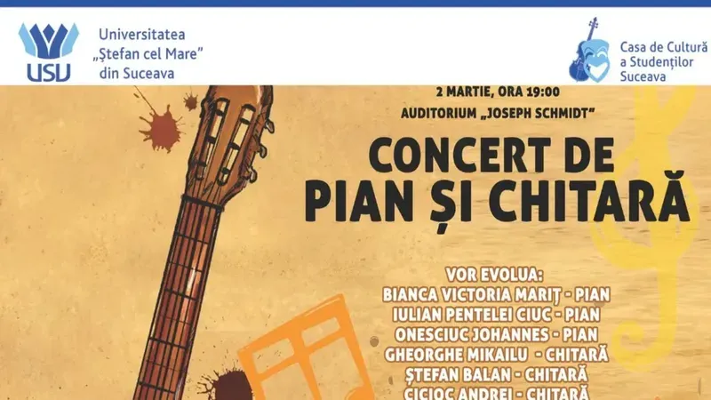 Suceava: Concert de pian și vioară