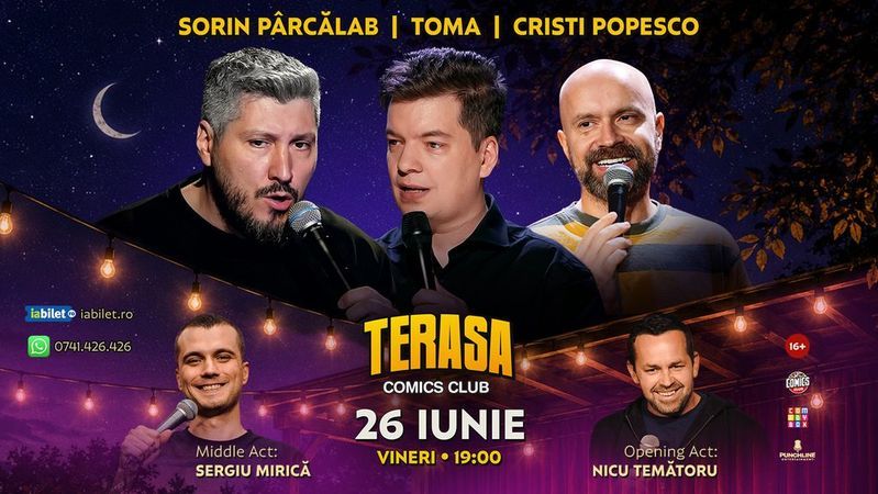 Stand-up cu Cristi Popesco, Toma, Sorin și Mirică pe Terasa ComicsClub!