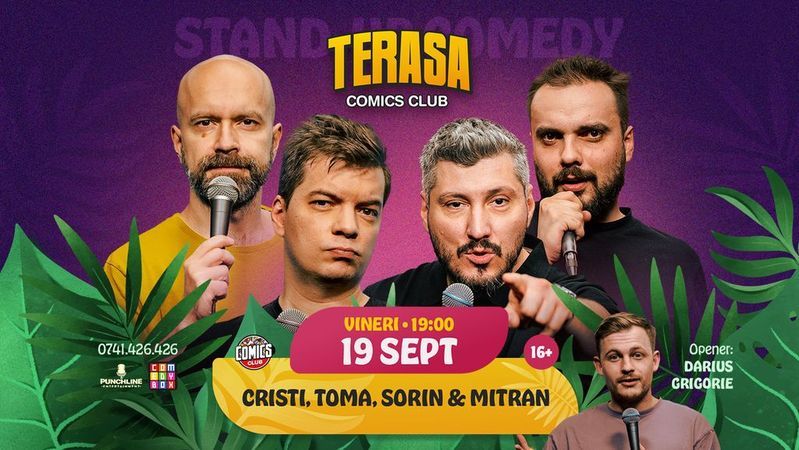 Stand-up Comedy cu Popesco, Toma, Sorin și Mitran pe Terasa ComicsClub!