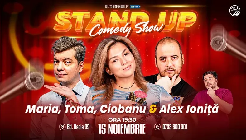 Stand-up Comedy cu Maria Popovici, Andrei Ciobanu, Toma - Alex Ioniță la Club 99