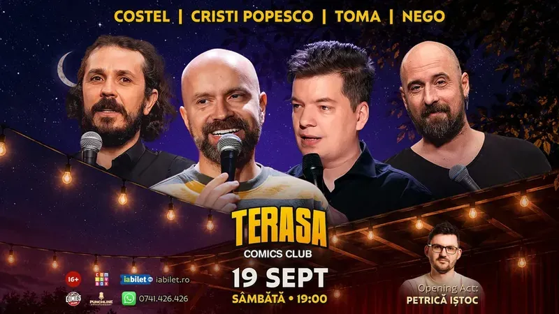 Stand-up cu Cristi Popesco, Toma, Costel și Nego pe Terasa ComicsClub!