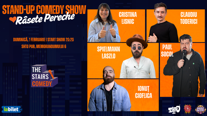 Cluj-Napoca: The Stairs Comedy | Râsete Pereche cu Paul Socol, Claudiu Toderici, Spielmann Laszlo, Ionuț Cioflica și Cristina Lisnic