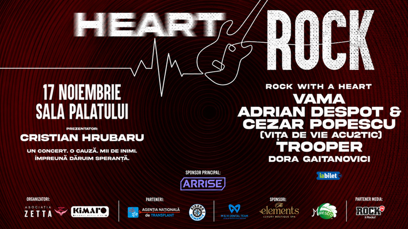 Concert caritabil HEART ROCK: Vama, Vița de Vie Acou2tic, Trooper și Dora Gaitanovici