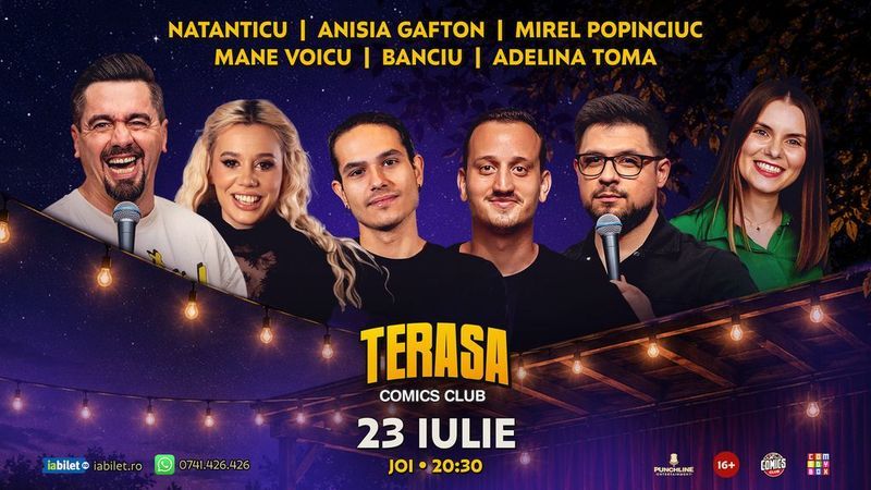 Stand-up cu Natanticu, Mirel, Anisia, Mane Voicu, Banciu, Adelina pe Terasa ComicsClub!