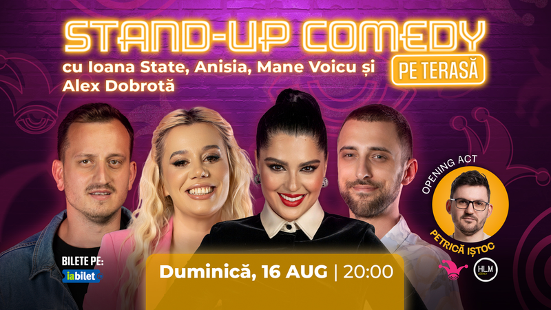 The Fool Terasa: Stand-up comedy cu Ioana State, Mane Voicu, Anisia și Alex Dobrotă