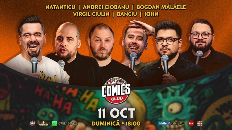Stand-up cu Natanticu, Ciobanu, Mălăele, Virgil, Banciu și John la ComicsClub!
