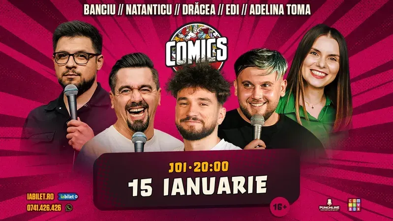 Stand-up cu Natanticu, Drăcea, Banciu, Adelina Toma și Edi Rădoiu la ComicsClub!