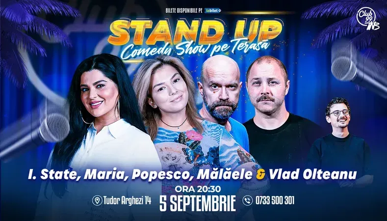 Stand Up Comedy cu Ioana State, Maria Popovici, Popesco, Mălăele - Vlad Olteanu la Terasa TNB