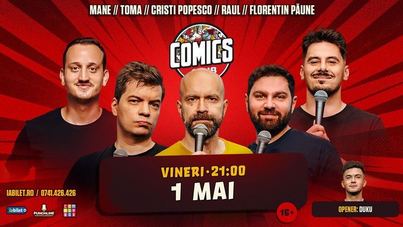 Stand-up cu Cristi Popesco, Toma, Mane Voicu, Raul și Păune la ComicsClub!