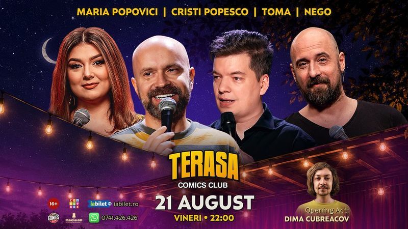 Stand-up cu Cristi Popesco, Toma, Maria Popovici și Nego pe Terasa ComicsClub!