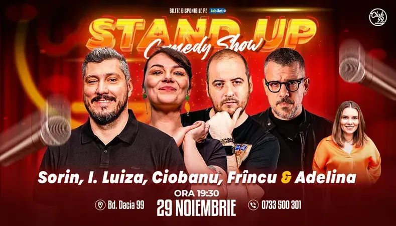 Stand-up Comedy cu Sorin Pârcălab, Ioana Luiza, Andrei Ciobanu, Frîncu - Adelina Toma la Club 99