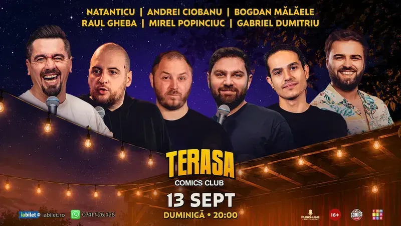 Stand-up cu Natanticu, Mălăele, Andrei Ciobanu, Raul, Gabriel Dumitriu și Mirel Popinciuc pe Terasa ComicsClub!