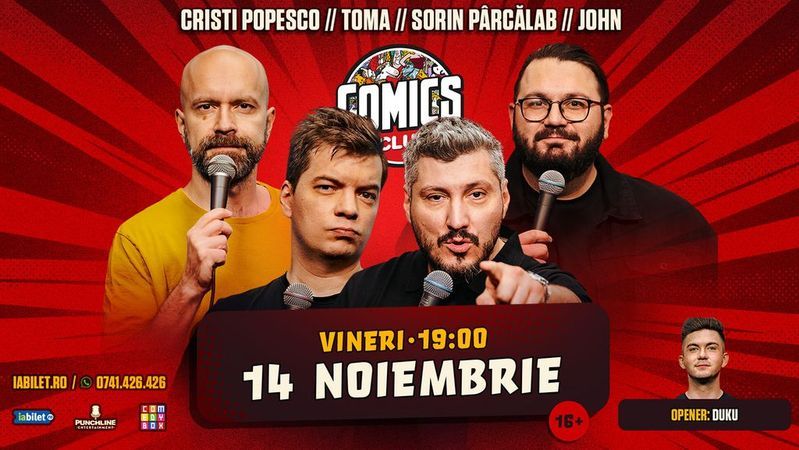 Stand-up cu Cristi Popesco, Toma, Sorin și John pe Terasa ComicsClub!