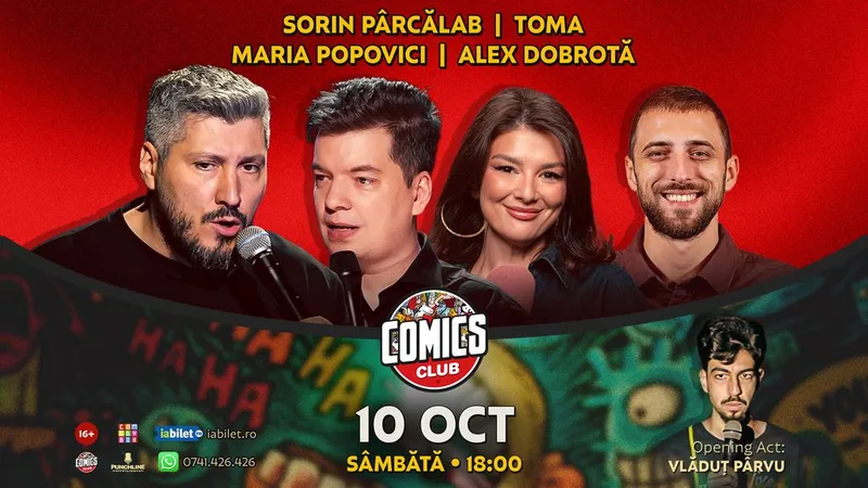 Stand-up cu Toma, Sorin Pârcălab, Maria Popovici și Dobrota la ComicsClub!