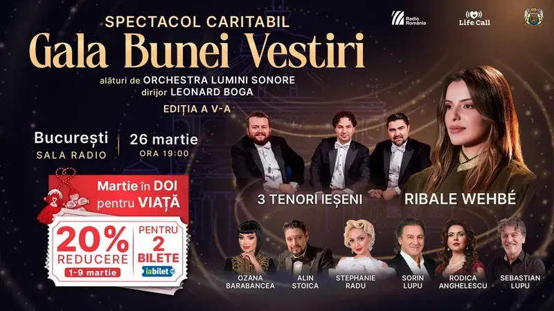 Ribale Wehbe & 3 Tenori Ieșeni la Gala Bunei Vestiri București, spectacol caritabil