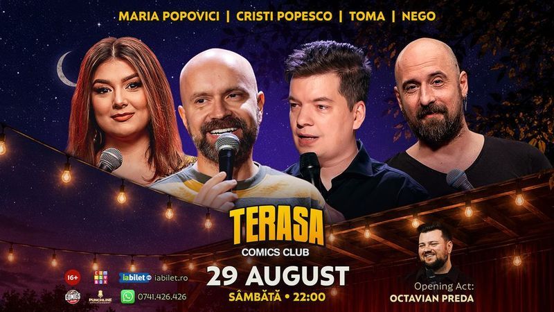 Stand-up cu Cristi Popesco, Toma, Maria Popovici și Nego pe Terasa ComicsClub!
