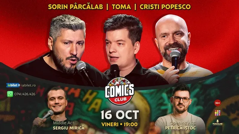 Stand-up cu Cristi Popesco, Toma, Sorin Pârcălab și Mirică la ComicsClub!
