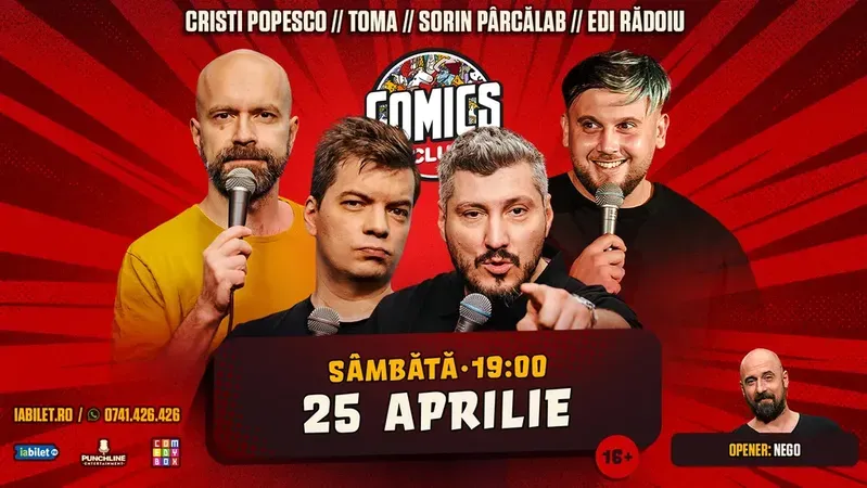 Stand-up cu Cristi Popesco, Toma, Sorin Pârcălab și Edi Rădoiu la ComicsClub!