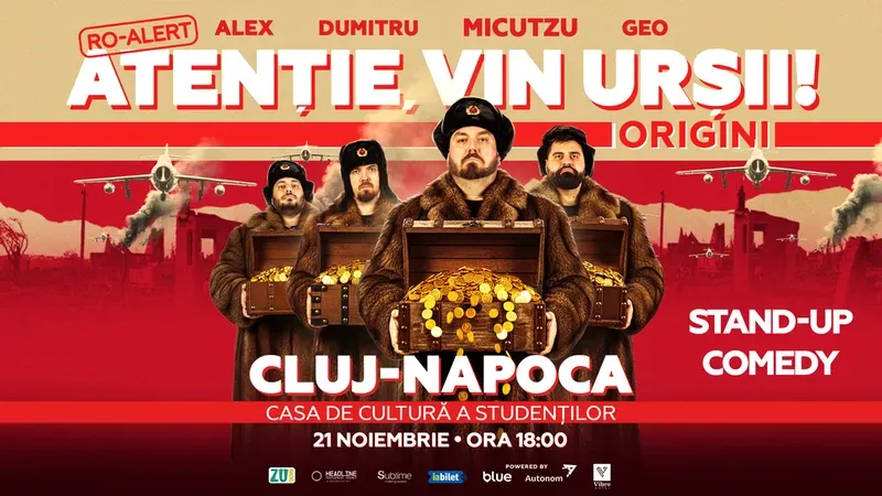 Cluj-Napoca: Stand-up Comedy cu Micutzu, Geo Adrian si George Dumitru - “Atentie, vin ursii!” - SAMBATA - ORA 18:00