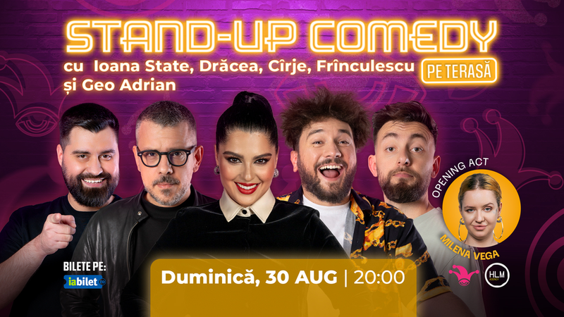 The Fool Terasa: Stand-up comedy cu Cîrje, Drăcea, Frînculescu, Ioana State și Geo Adrian