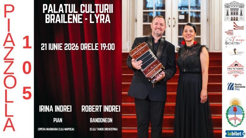 Braila: PIAZZOLLA 105 - Concert de tango argentinian - pian si bandoneon