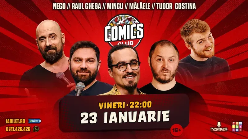 Stand-up cu Mincu, Raul, Mălăele, Costina și Nego la ComicsClub!