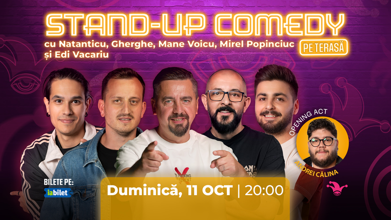 The Fool Terasa: Stand-up comedy cu Mane Voicu, Mirel Popinciuc, Natanticu, Gherghe și Edi Vacariu