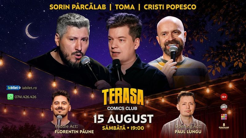 Stand-up cu Cristi Popesco, Toma, Sorin Pârcălab și Florentin Păune pe Terasa ComicsClub!